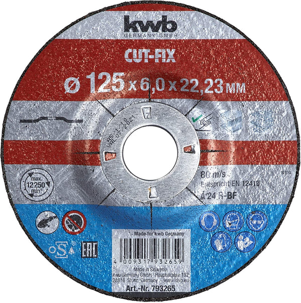 Discos KWB Desbaste CUTFIX para metal 125X6X22mm