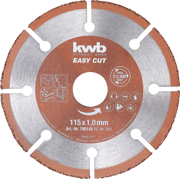 DISCO KWB DE CORTE EASY CUT DE CARBURO DE TUNGSTENO, UNIVERSAL